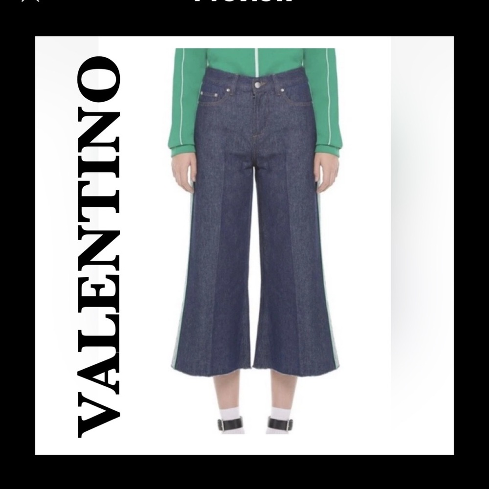 Valentino Red ..Blue Flare Jeans with Green Accents!
